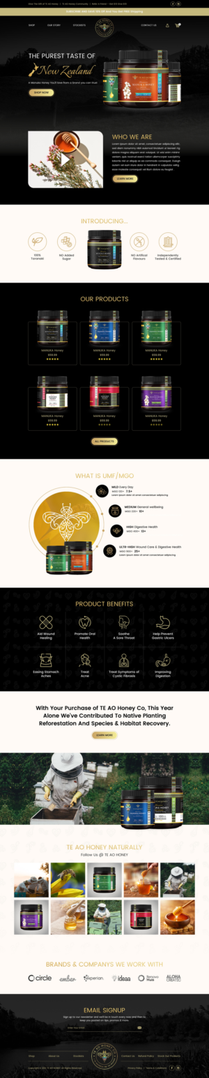 Manuka Honey company needs a Upmarket, Luxury Website!  | Web Design by Sbss