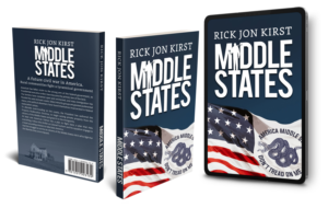 Title: MIDDLE STATES A future civil war in America. Rural communities fight a tyrannical government. | Book Cover Design by hektorsty