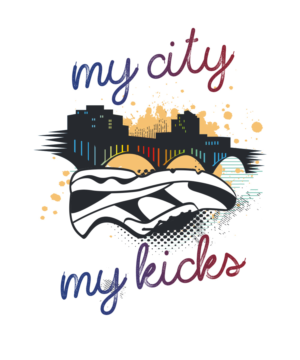 Rockford Il skyline over sneakers | T-shirt Design by StudioD™