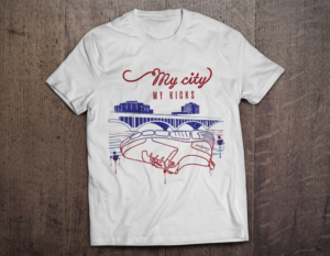 Rockford Il skyline over sneakers | T-shirt Design by FigliaPerduta