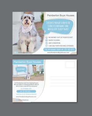 Dog themed post card for homeowners that may be willing to sell their house. | Postcard Design by alex989