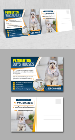 Dog themed post card for homeowners that may be willing to sell their house. | Postcard Design by ecorokerz