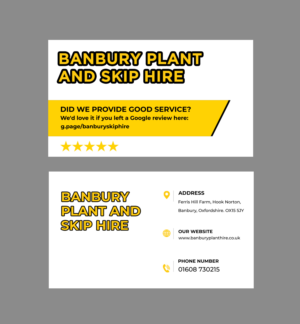 Banbury Plant and Skip Hire Business Card | Business Card Design by Blue Sparrow