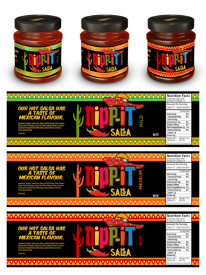 Dipp-it salsa label for 16oz jar | Label Design by Sergio Coelho