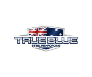 True blue then steel reinforcing in smaller font underneath | Logo Design by TrisDesign