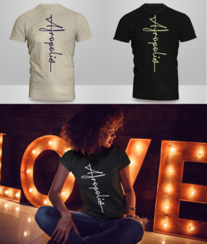 Tee shirt cursive text design in solid colour | T-shirt Design by Kero