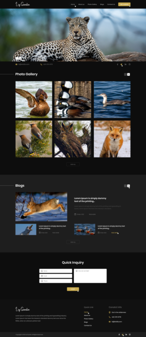 Wildlife photographer Website | Web Design by Ved Web Services