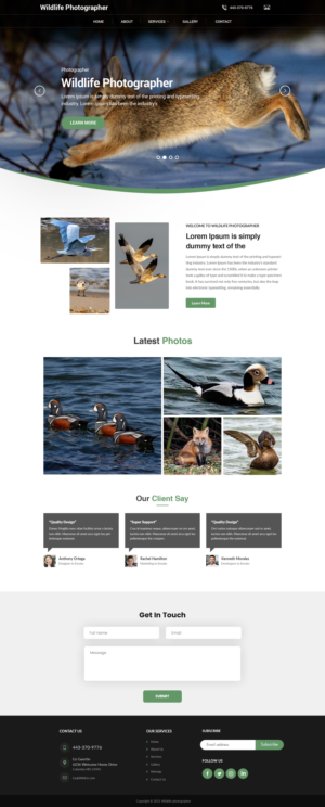 Wildlife photographer Website | Web Design by Shijo John