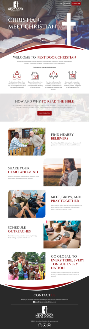 Landing page and nested content pages for NextDoorChristian.com | Web Design by Starlyn DS