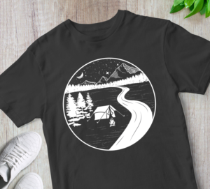 Simplistic Northern Camping T-shirt | T-shirt Design by Navisol Creatives