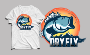 Fly Fishing T-shirt design with a Grayling back fin and "Dry Fly" text | T-Shirt-Design von SAI DESIGNS