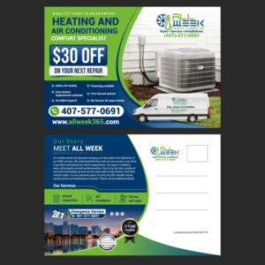 All Week Heating and Cooling inc | Postcard Design by ecorokerz