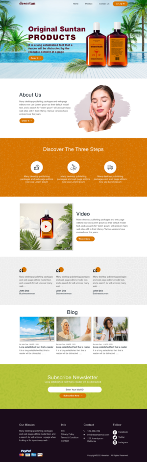 Design an e-commerce website for a suntan product | Web Design by sai.designer87