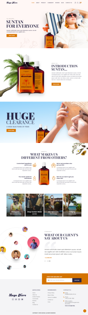 Design an e-commerce website for a suntan product | Web Design by nzdesigners