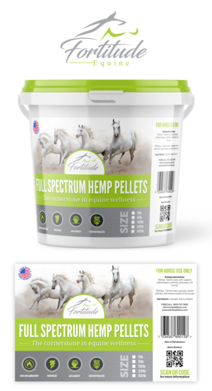 Fortitude Equine Hemp horse feed supplement LABEL | Label Design by SAI DESIGNS