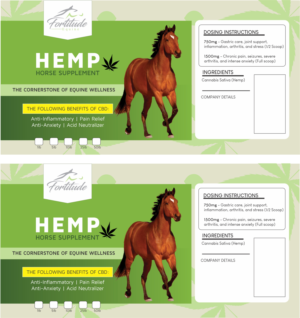 Fortitude Equine Hemp horse feed supplement LABEL | Label Design by fumbh.designs