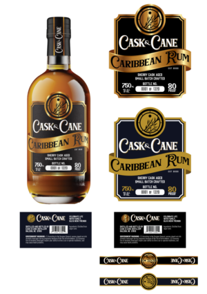 Spirits Bottle Label-Brand Name Cask & Cane | Etikett-Design von Sergio Coelho