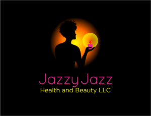 JazzyJazzHealthandBeautyLLC..With a silhouette of a woman in the background lightly muscular with some products in her hand | Logo Design by BNdesigner