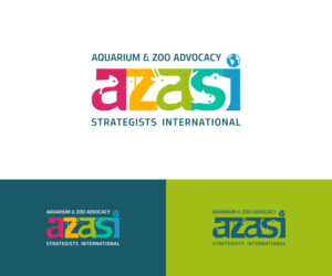 Above the logo Aquarium & Zoo Advocacy.  Below the logo Strategist International.  Across the logo AZASI. | Logo Design by luiz otavio I DESIGN