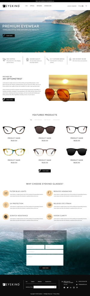 Eyekind Eyewear . Timeless modern minimalist, clean lines and neutral palette. | Web-Design von bdesigner9