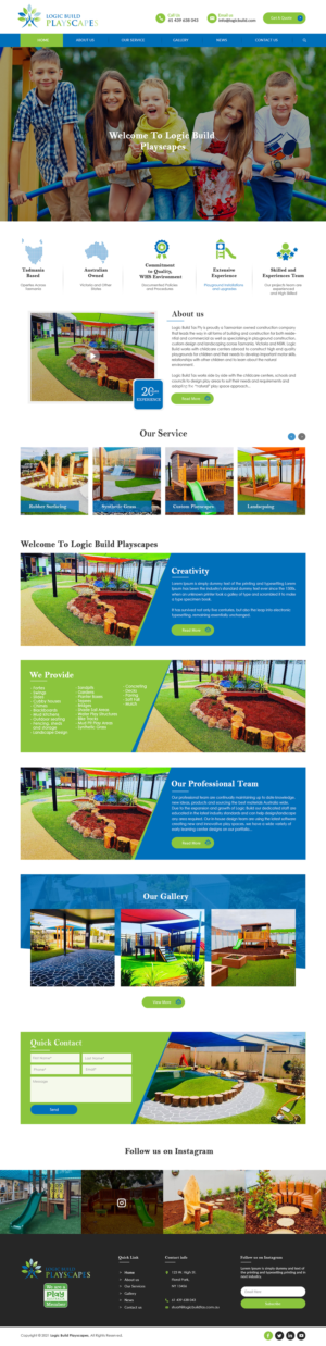 new web page for business that constructs playscapes to childcare centres, schools & localgoverm | Web Design by bdesigner9