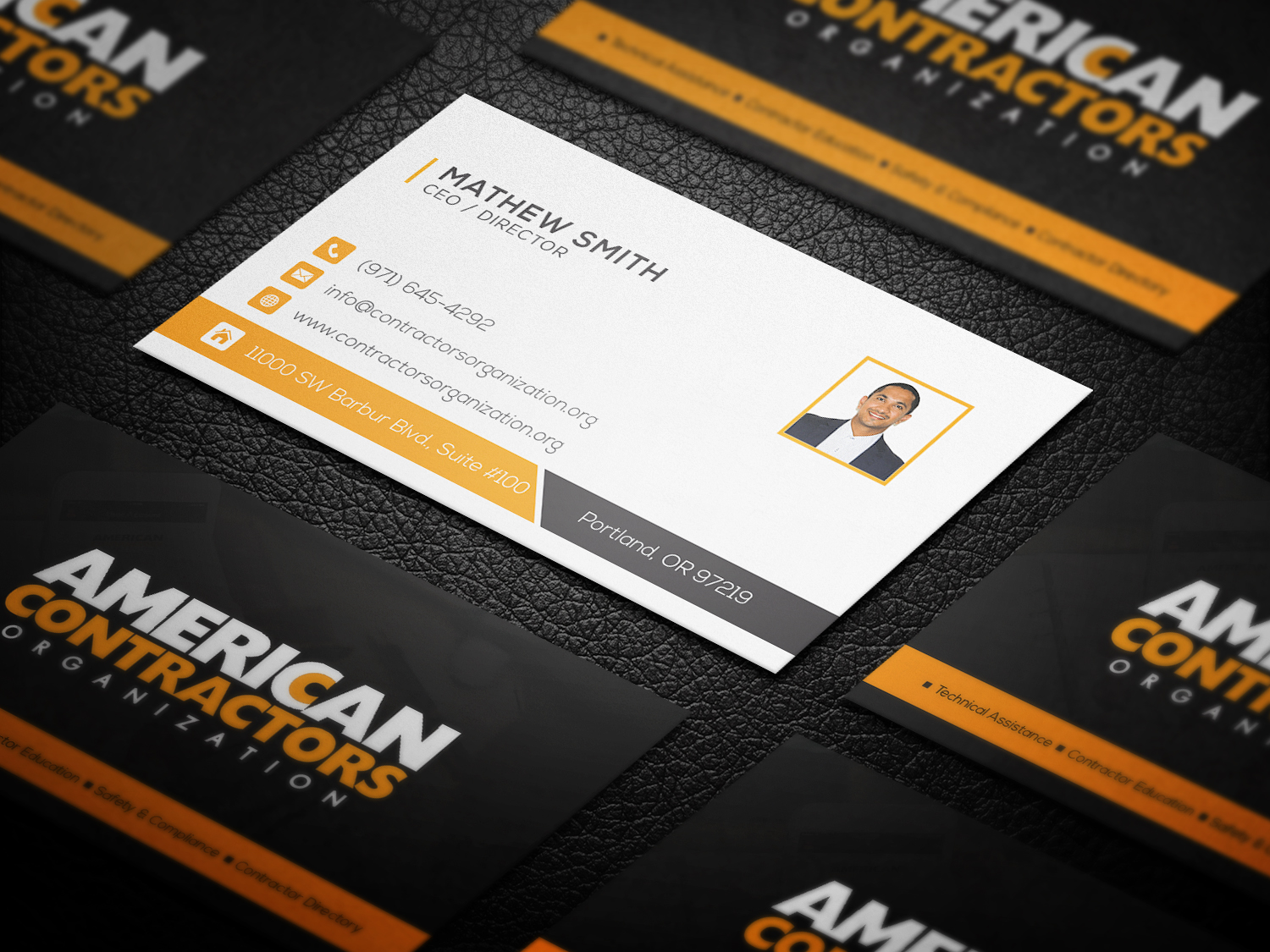 Business Card Design by SyncFuse™ Solutions for American Contractors Organization  | Design #26718303