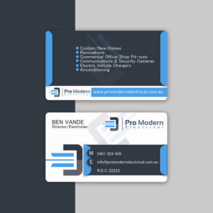 Business Card Design by Harshan for Pro Modern Electrical  | Design #26733063