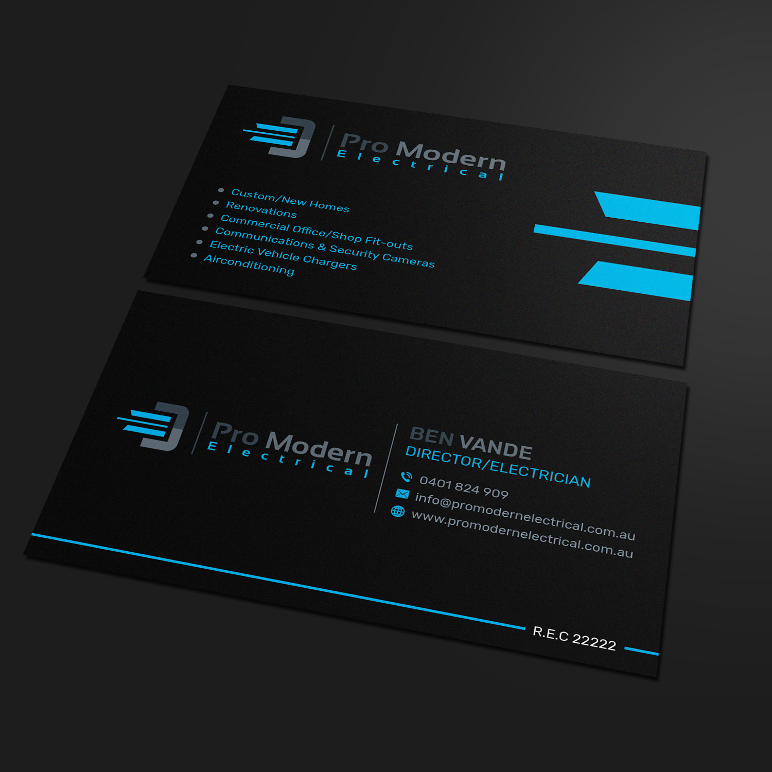 Business Card Design by Sandaruwan for Pro Modern Electrical  | Design #26722936