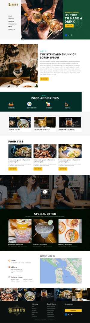 Restaurant Bar website in Oakland | Web Design by sai.designer87