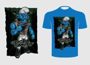 Glock-A-Smurf,  A twisted spin On a childhood cartoon character | T-Shirt-Design von ally designs