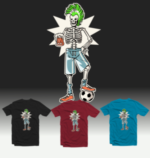 Skeleton Baller Beer and Football | T-shirt Design by Tomi Ax