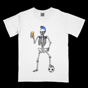 Skeleton Baller Beer and Football | T-shirt Design by el_shekoo7