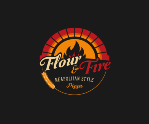 Flour & Fire (Big Font) Neapolitan Style Pizza (sub header) | Logo-Design von ACK Design