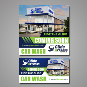 Glide XPRESS CAR WASH Coming Soon | Schilder-Design von Fat Bat Man