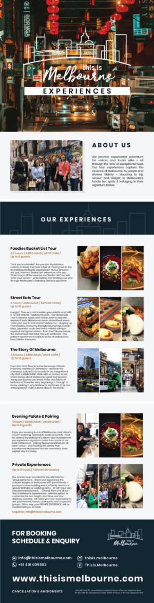 WALKING FOOD TOURISM BUSINESS.   REQUEST FOR DIGITAL BROCHURE | Brochure Design by JK18