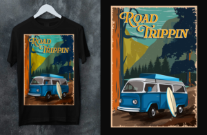 Road Trippin Industry Campervans UK Business Needs A T Shirt Design | T-shirt Design by SAI DESIGNS