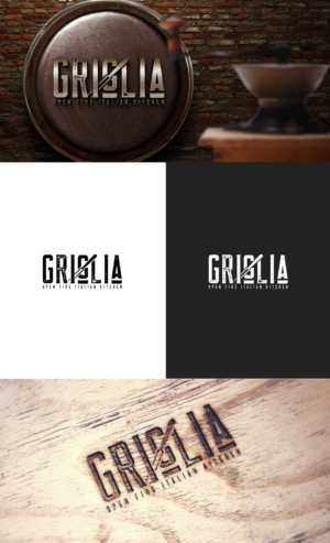 Griglia (first line) open fire italian kitchen (second line) | Logo Design by GLDesigns