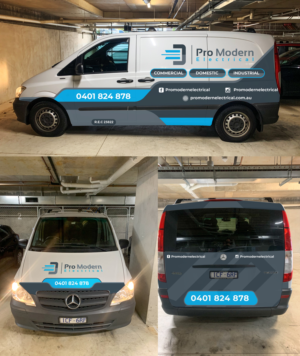 Pro Modern Electrical work van | Car Wrap Design by raymark