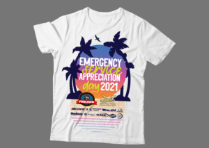 COVID IS OVER- TIME TO PARTY!  FUN TROPICAL GIVEAWAY T SHIRT | T-shirt Design by cosmicline