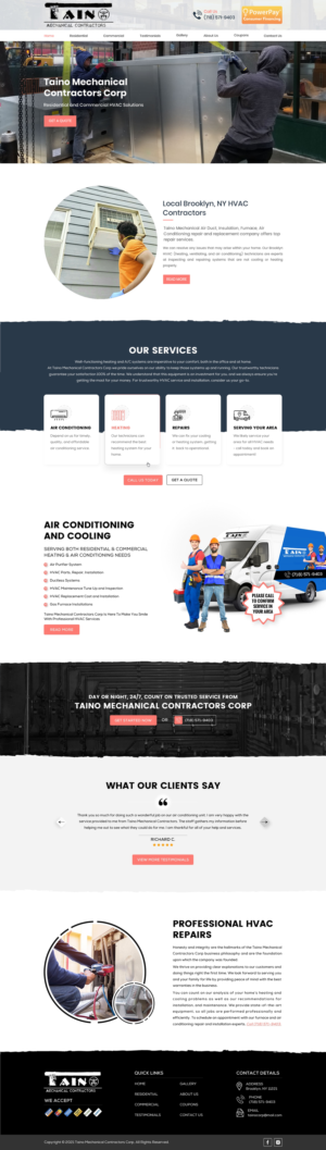 Home and interior page website design for HVAC company - Taino Corp. | Web Design by Sbss