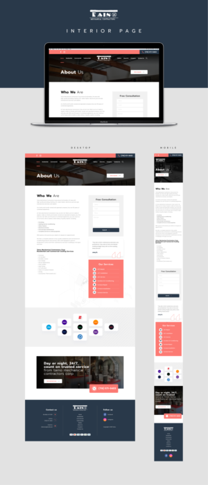 Home and interior page website design for HVAC company - Taino Corp. | Web Design by Hazan Shaw