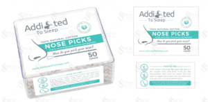 Addicted To Sleep Nose Picks - our own unique product line of cotton swabs | Label Design by SofiaDesignStudio