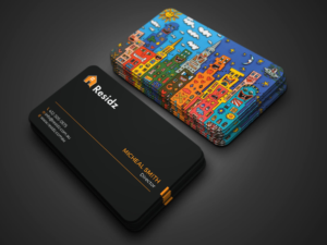 Residz Business Card Project showing the logo and a rizzi image on the rear | Business Card Design by Tripti Ranjan Gain