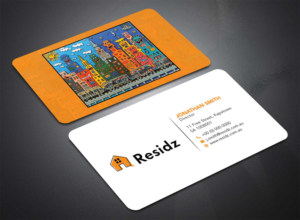 Residz Business Card Project showing the logo and a rizzi image on the rear | Business Card Design by Bold Pixels