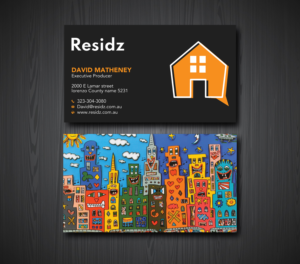 Residz Business Card Project showing the logo and a rizzi image on the rear | Business Card Design by Uttom 2