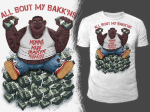 FAT MAN SITTING ON STACK MONEY urban t shirt design | T-Shirt-Design von Falih A