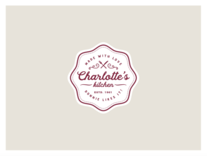 Made with love.  Charlotte's Kitchen.  Donnie likes it!   Estd. 1961. | Logo Design by wonderland