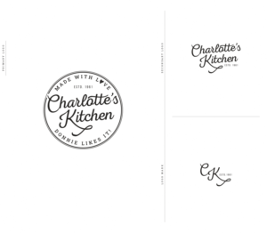 Made with love.  Charlotte's Kitchen.  Donnie likes it!   Estd. 1961. | Logo Design by GBDESIGN