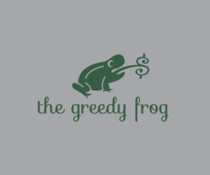 Nothing in the logo itself. But name is greedy frog. | Logo Design by Buck Tornado