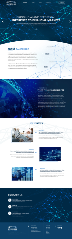 Website design for Cambridge based systematic hedge fund | Web-Design von Blue Sparrow